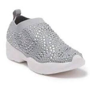 732.771. NEW Lauren Lorraine Silver Crystal-Embellished Slip-On Platform Sneaker